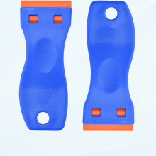 Plastic Razor Blades Scraper (2-pack) + 20 Double-Edged Blades for Stickers, Labels, Decals, Paint—Compatible with Windows, Glass, Walls, Cars,