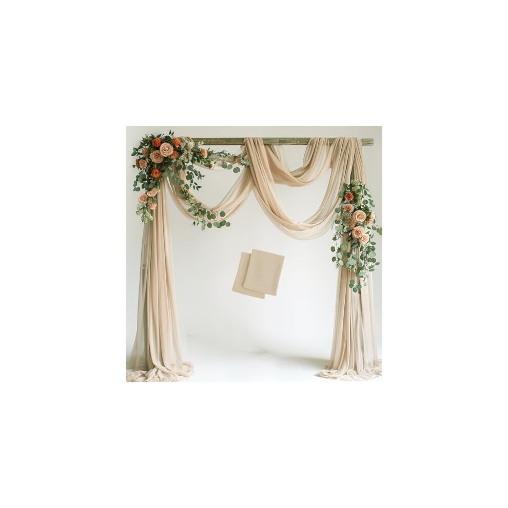 Champagne Sheer Chiffon Wedding Arch Draping Fabric Â 2 Panels, 28.7" X 20Ft, For Ceremony, Party, Bridal Shower, Outdoor Decoration 9180479715788