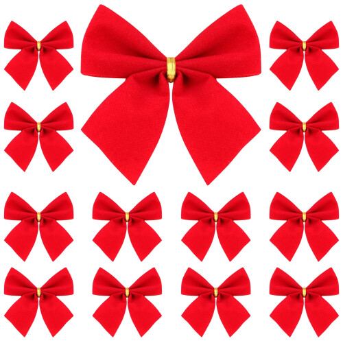 Mini lazos navideños rojos (paquete de 12)