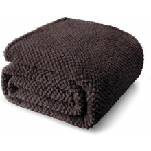 King Size Fuzzy Fleece Blanket, Fluffy Warm Soft Jacquard Bed Blankets for All Season, Lightweight and Cozy, 90x104 Inch, Coffee