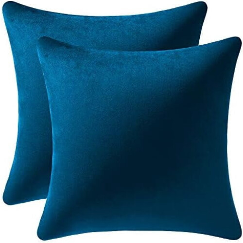 Μαξιλαροθήκες Midnight Blue Velvet 20x20 ίντσες, συσκευασία των 2