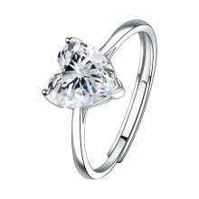 XIAOLE Silver Cubic Zirconia Love Heart Bridal Ring For Women Wedding, Valentine'S Day, Mother'S Day, Christmas Jewelry Gift For Wife, Mom