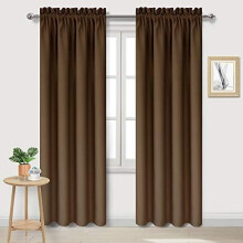 Blackout Curtains for Bedroom – Thermal Insulated Energy Saving Drapes for Living Room, Brown, W 38 x L 84 Inch, Set of 2 Rod Pocket Curtain Panels