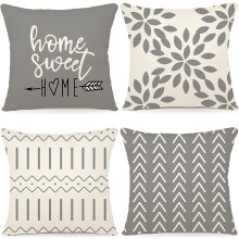 Pillow Covers 16x16 Modern Sofa Throw Pillow Cover, Decorative Outdoor Linen Fabric Pillow Case for Couch Bed Car (Gray, 16x16,Set of 4)