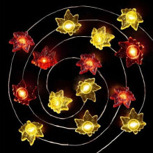 12.8FT 40-LED Maple Leaf Fall String Lights, Battery-Powered with Timer, Indoor/Outdoor Thanksgiving & Autumn Decor, Compatible with Standard