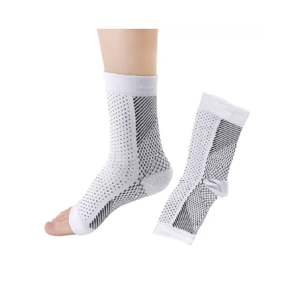 Inf White Ankle Brace Compression Support Sleeve Ankle Compression Socks 1 Pair L/Xl