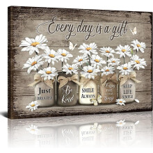 Rustic Daisy & Butterfly Canvas Wall Art 12x16 in