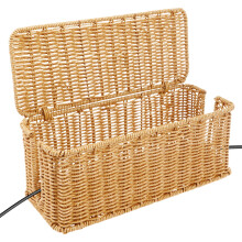 Boîte de rangement de câbles grande capacité – Cache-câbles imitation rotin, organisateur sous bureau pour câbles domestiques