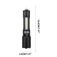 Lanternă reîncărcabilă îmbunătățită cu afișaj digital, lumină puternică, focalizare telescopică și variabilă - compatibilă cu