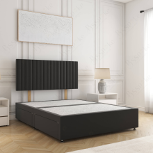 (Black, 4ft6" Double (No Mattress))) Brooke Divan Bed with 2 Storage Drawers Plush Velvet 24” Headboard & Mattress