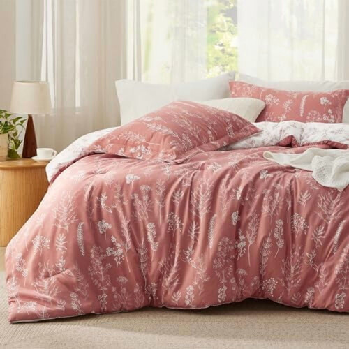 Comforter Set Grayish Pink Twin/Twin XL 2-Piece Floral