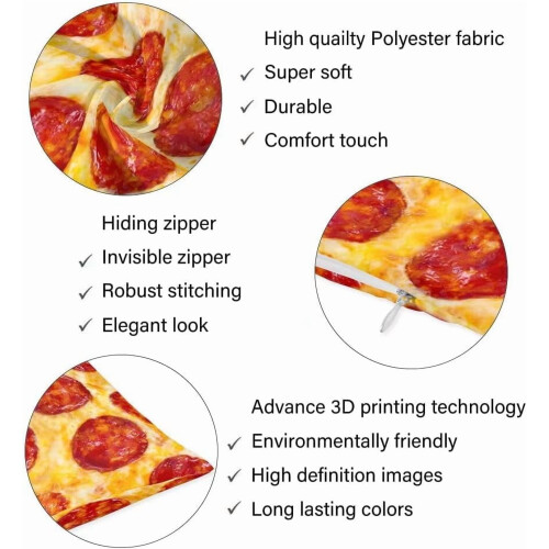 Capa para almofada de corpo em formato de pizza, 50x137cm (20x54 polegadas), com zíper. 2