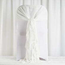 BalsaCircle10Ivory Fundas para sillas de gasa rizada sólida premium color marfil