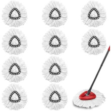 Lot de 10 têtes de rechange pour balai à franges rotatif, 100 % microfibre, compatibles avec le système Easywring1-Tank et les balais à franges
