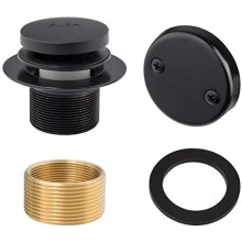 Tip-Toe Bathtub Drain Trim Set with 2-Hole Overflow Faceplate, Universal Fine/Coarse Thread (Matte Black)