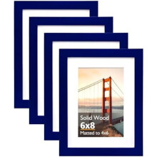 Navy Wood Photo Frames 6x8 inch Set of 4