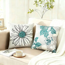 Ensemble de 4 housses de coussin décoratives en lin vert 45 x 45 cm – Style champêtre et bohème, compatibles avec les coussins standards