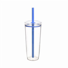 Gobelet isotherme de 710 ml avec couvercle et paille, étanche et à double paroi, réutilisable, bleu, idéal pour les voyages et le café glacé.