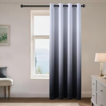 Light Blocking Ombre Curtains, Black & Greyish White Gradient, Room Darkening Thermal Insulated Grommet Drapes (1 Panel, 52x84 Inch)