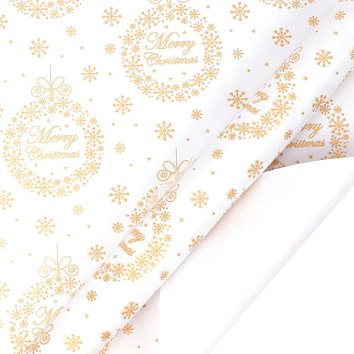 Honmine witgouden kerstcadeaupapierrol met