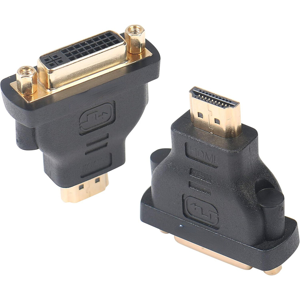 Hdmi To Dvi Adapter, Hdmi To Dvi-D Dvi Bidirectional Converter Male To Female With -Plated Cord 2 Pack Gold 9327961564077