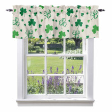 Cantonnières sans couture à motif trèfle pour la Saint-Patrick (137 x 46 cm), passe-tringle, lin vintage, décoration de fenêtre style ferme pour