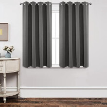 Blackout Curtains 45 Inch Length 2 Panels Set, Thermal Insulated Long Curtains& Drapes 2 Burg, Christmas Drapes for Living Room Bedroom Window