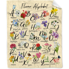 Couverture alphabet fleurie – 101,6 x 127,7 cm, cadeau éducatif pour enfants, décoration de chambre, idéale pour les amoureux des fleurs