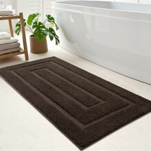 Alfombra de baño de microfibra suave y absorbente de 61 x 122 cm, lavable y antideslizante, apta para ducha/bañera, color marrón.