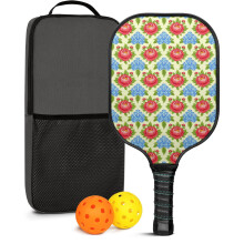 Floral Fiberglass Pickleball Paddles Set w/ 2 Balls & Bag – Compatible with Indoor/Outdoor Play
