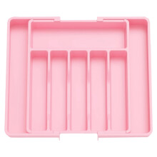 Expandable Silverware Drawer Organizer, Adjustable Cutlery Tray for Forks & Knives, Compatible with Standard Drawers, 22.44"x14.96"x1.96", Pink