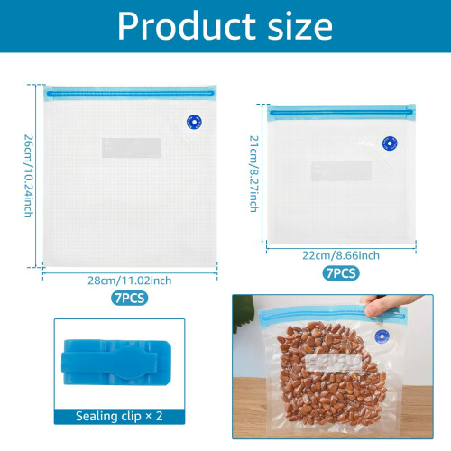 Sacs de mise sous vide réutilisables pour congélateur - 2 tailles 1