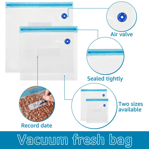 Sacs de mise sous vide réutilisables pour congélateur - 2 tailles 2