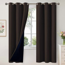 100% Blackout Curtains 42x72 in, 2 Panels, Dark Brown Thermal Insulated Grommet Drapes for Bedroom/Living Room, Windproof