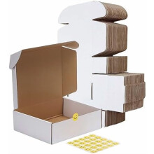 10x8x3 Shipping Boxes Set of 25, White Corrugated Cardboard Box for Packing, Mailing, Business