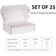 10x5x3" Small Shipping Boxes (25 Pack) – Sturdy White Corrugated, Recyclable, for Ecommerce & Mailing | Compatible with USPS, UPS