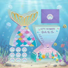 24 Sets Mermaid Birthday Invitations with Envelopes and Stickers FOR GIRLS Party Invitations for Kids Birthday Baby Shower Party