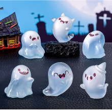 6 pezzi di miniature di Halloween, simpatiche statuette di fantasmi in resina, modelli in miniatura di fantasmi, statuette di fantasmi decorative per