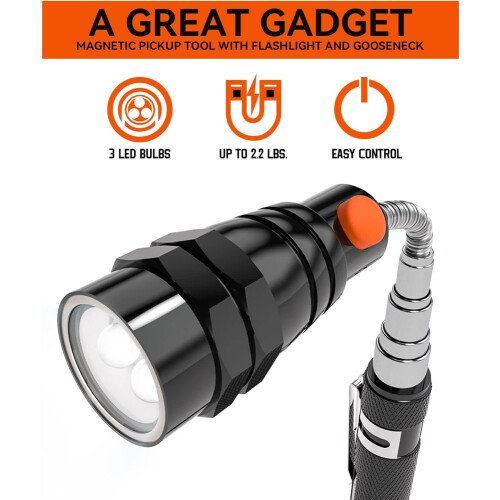 Instrument telescopic magnetic de ridicare cu lanternă LED 1