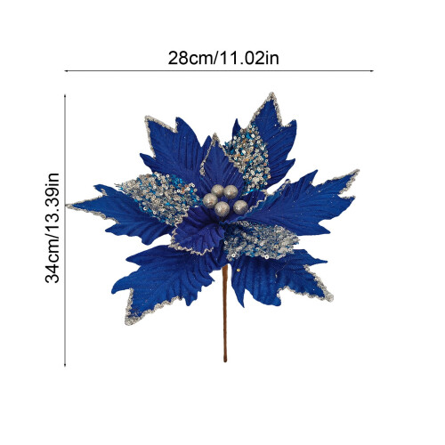 Ασημένια Τεχνητή Λουλούδι Αλεξανδρινής Ποικιλίας με Γκλίτερ, 1 Τεμάχιο 2