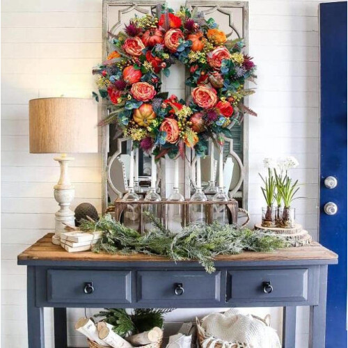 Wreath, Fall Peony and Pumpkin, 24" 2