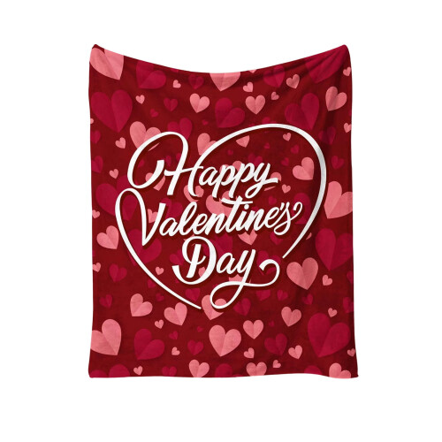 Flannel Throw Blanket – Soft Red Heart Design 1