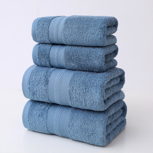Conjunto de 4 Toalhas de Banho em Poliéster, Tamanhos 55x27,5 e 27,9x13,7 Polegadas - Toalhas Grossas e Absorventes de Secagem Rápida para 1