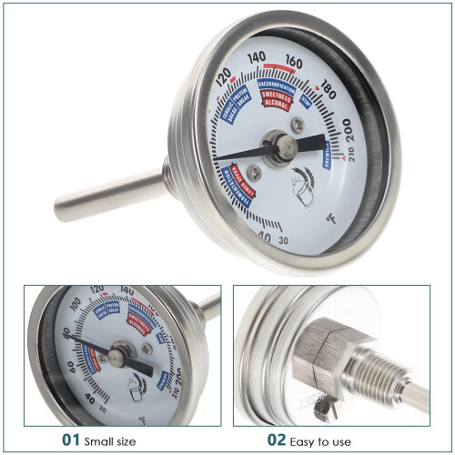 Stainless Steel Brew Pot Thermometer Homebrew Kettle Silver 2