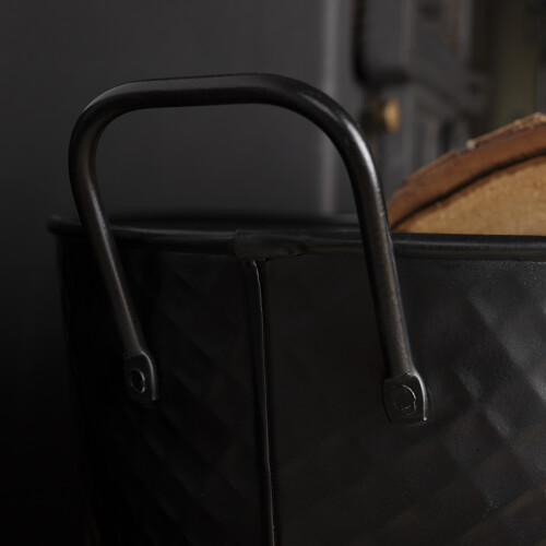Charles Bentley Willow Fireside Log Bucket Iron Oval Opening Black Matte Finish 1
