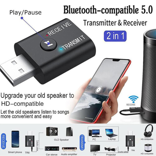 Bluetooth 5.0 Audio Transmitter Receiver Stereo Adapter Kit 2