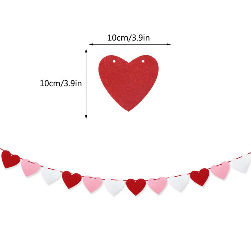 Valentine's Day Heart Garland Banner 9.8ft 1