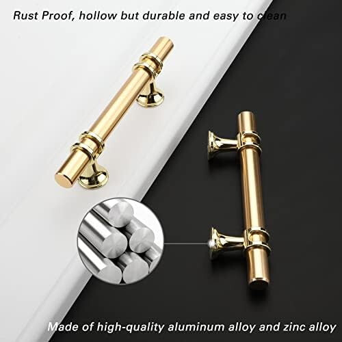 Cabinet Handles and Knobs Gold 3-inch Center 5-Pack 2