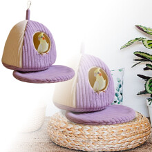 Winter Warm Small Animal Bed - Hangable & Ground/Desktop Usable, Indoor Nest Suitable for Birds & Hamsters,With a Mat,M