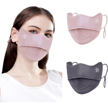 2Pcs UV Face Mask, Sun Masks for Women, Cooling Breathable Face Cover for Outdoors, Washable Reusable (Pink+Gray)
